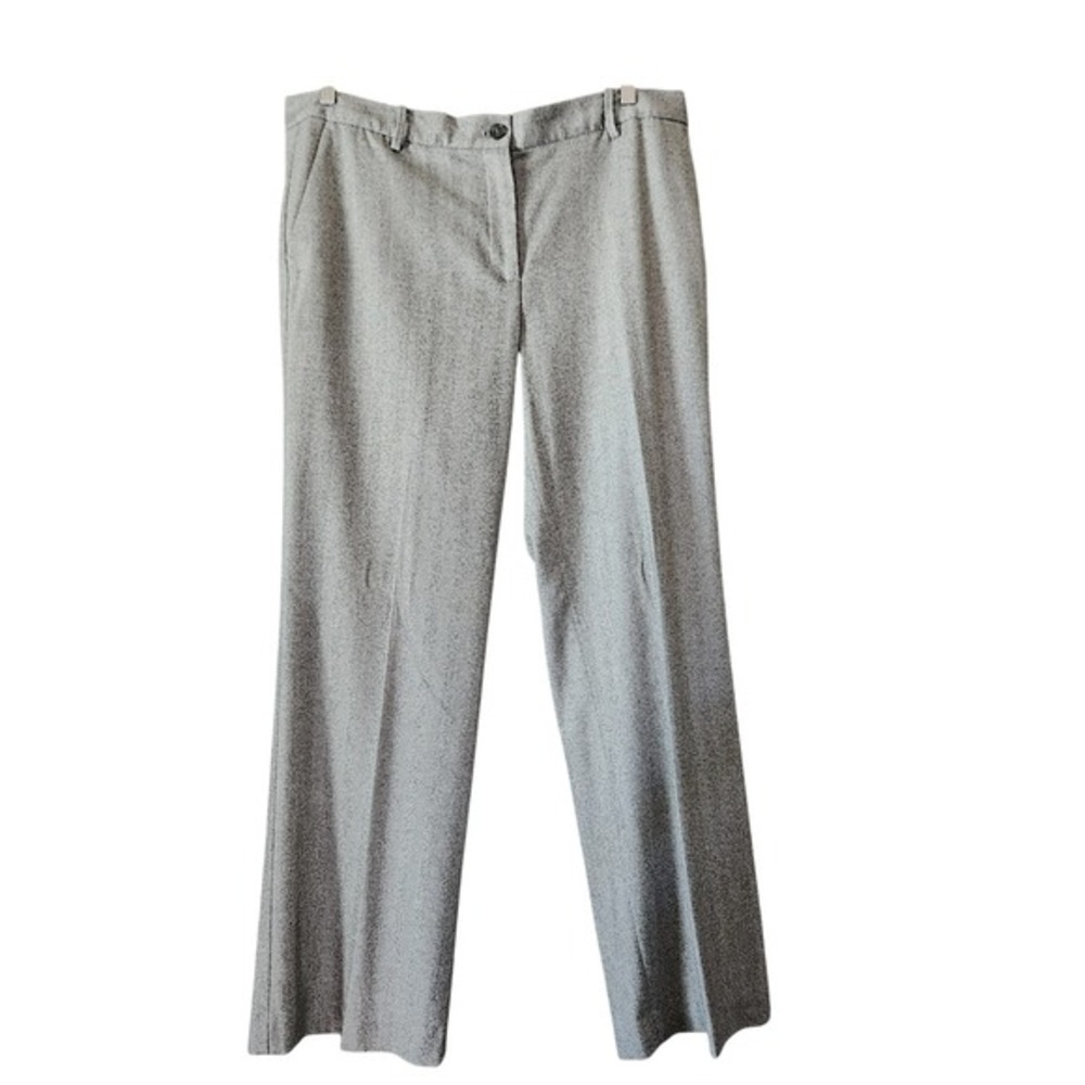 Talbots Windsor Pants Womens 16 Herringbone Italian Wool Blend Straight Leg Gray